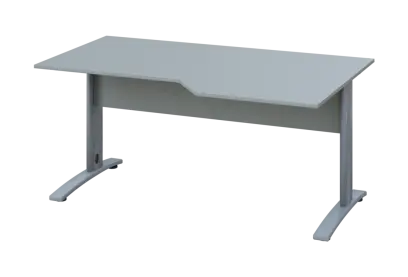 EZK 18 - 166 stůl kancelářský, rohový, pravý, kovová podnož stříbrná, deska 18 mm, široký 1600 mm, šedá